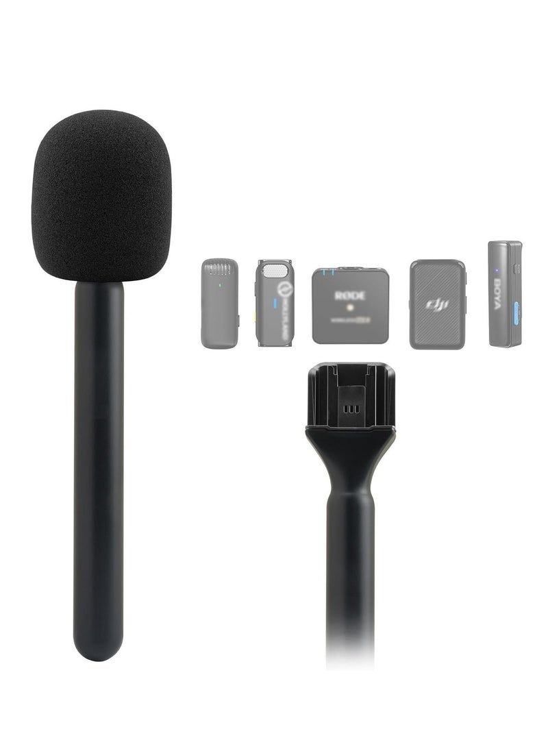 ELTRAZONE - Handheld Mic Adapter Stand for Multiple Branded Wireless Transmitters, Interview Go Handle Stick with Cold Shoe Mount for Secure Mic Holding and Easy Setup – Ideal for Interviews, Vlogging, and Presentations - Image 1