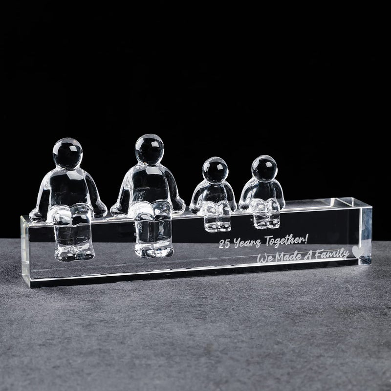 Movdyka Crystal Silver 25th Wedding Gifts on Anniversary for Her Wife 25 Years Together We Made A Family Glass Ornament Keepsake for Parents 2 Children