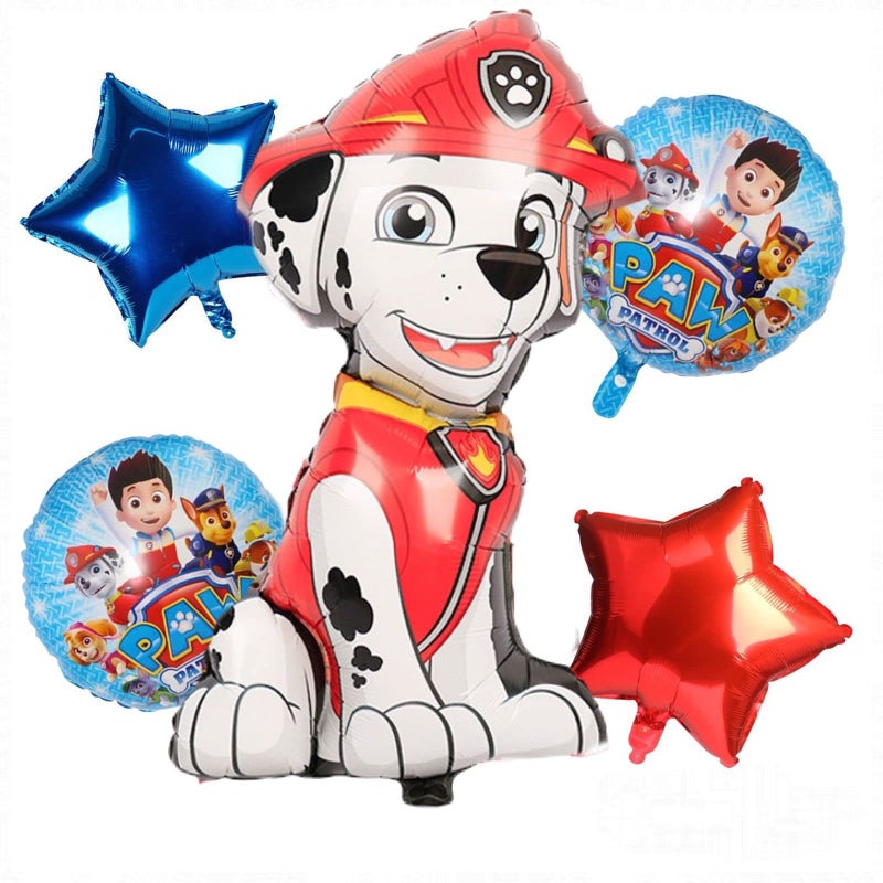 LA FIESTA 5 Pc Marshall Paw Balloons  Paw birthday Supplies for Paw Birthday Decorations  Paw Party Supplies for Boys and Girls - Image 1