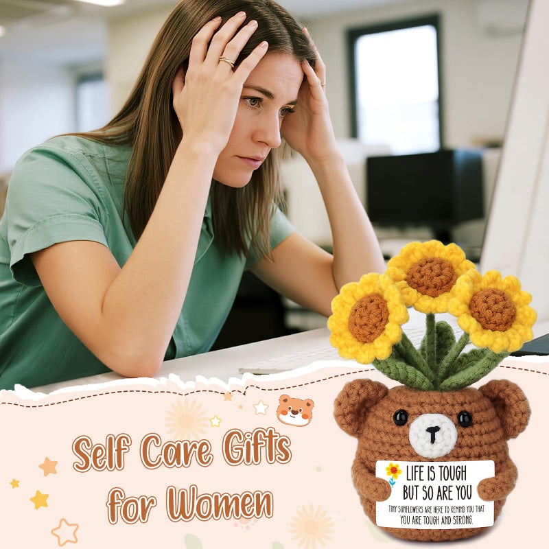 Jettryran Retirement Sunflower Gifts for Women Inspirational Cheer Thoughtful Nurse Gifts for Women Get Well Going Away Farewell Thank You Gift for Coworker Life is Tough But So are You Office Sunflower Decor - Image 5