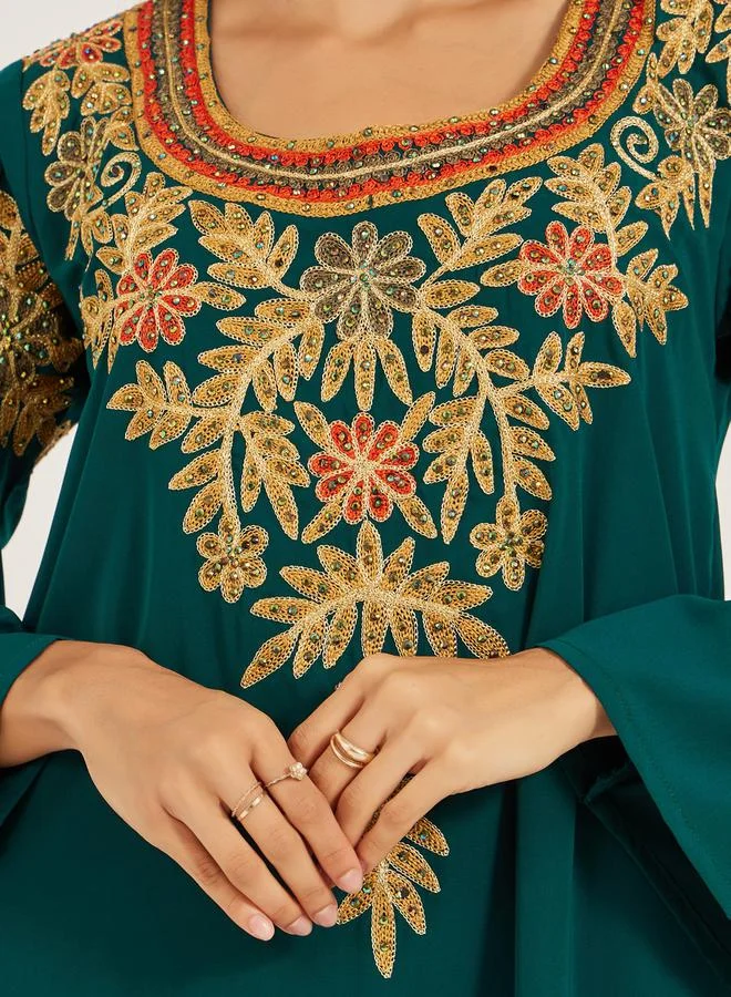 Maxim Creation Embroidered Square Neck A-Line Jalabiya by Styli