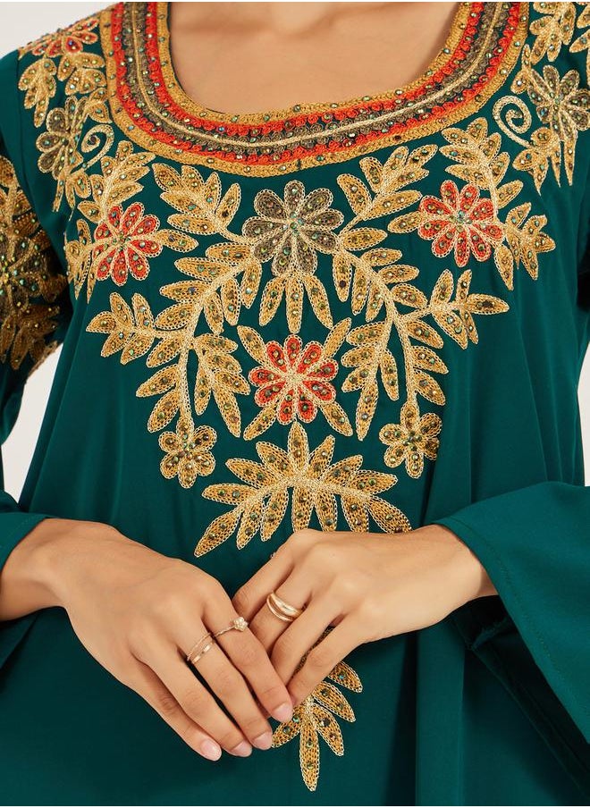 Maxim Creation Embroidered Square Neck A-Line Jalabiya by Styli  - Image 4