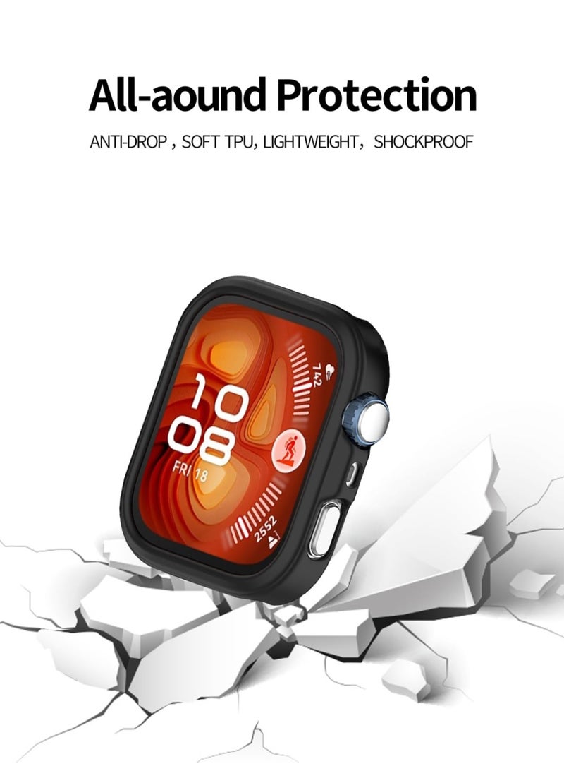 2 Pack Case for Huawei FIT4 Pro Smartwatch Hollow-Out Design,Shockproof Semi-Around TPU Protective Case Cover for FIT4 Pro Watch Accessories-Black - Image 4