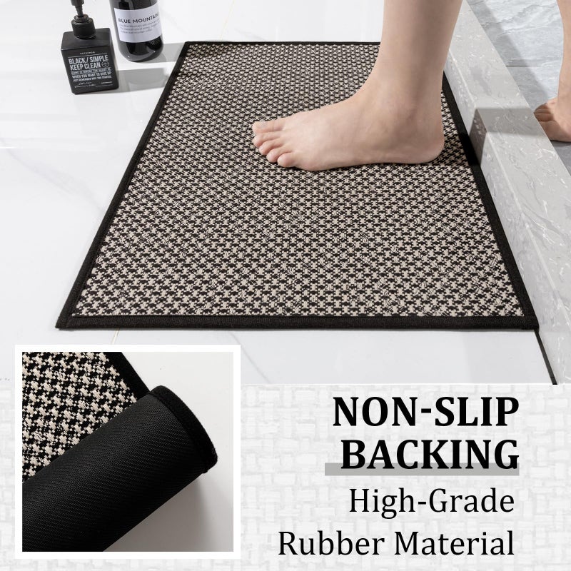 YIHOUSE Thin Bath Mat Black Bathroom Rugs Sets 3 Pieces, Non Slip Absorbent Bath Mats Quick Dry, Woven Braided Rugs Washable, Rubber Tapetes para BaÃ±o for Bathroom Toliet,Bathtub - Image 4