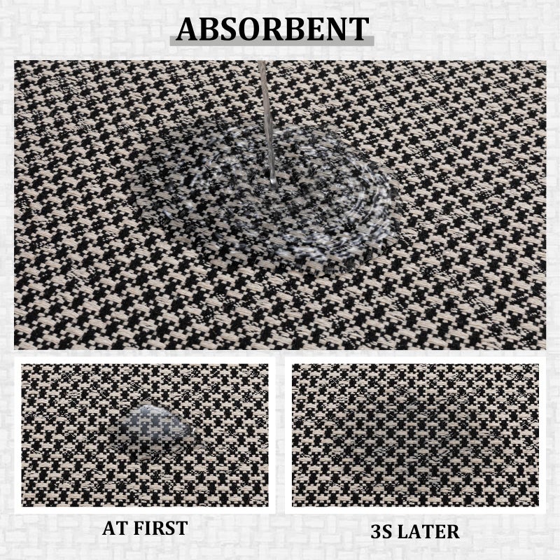 YIHOUSE Thin Bath Mat Black Bathroom Rugs Sets 3 Pieces, Non Slip Absorbent Bath Mats Quick Dry, Woven Braided Rugs Washable, Rubber Tapetes para BaÃ±o for Bathroom Toliet,Bathtub - Image 5