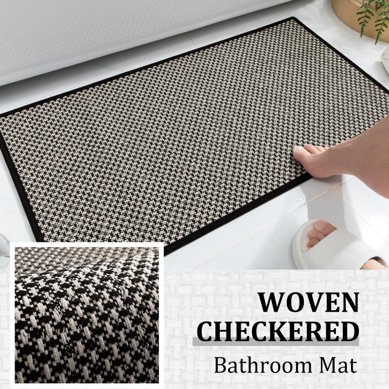 YIHOUSE Thin Bath Mat Black Bathroom Rugs Sets 3 Pieces, Non Slip Absorbent Bath Mats Quick Dry, Woven Braided Rugs Washable, Rubber Tapetes para BaÃ±o for Bathroom Toliet,Bathtub - Image 3