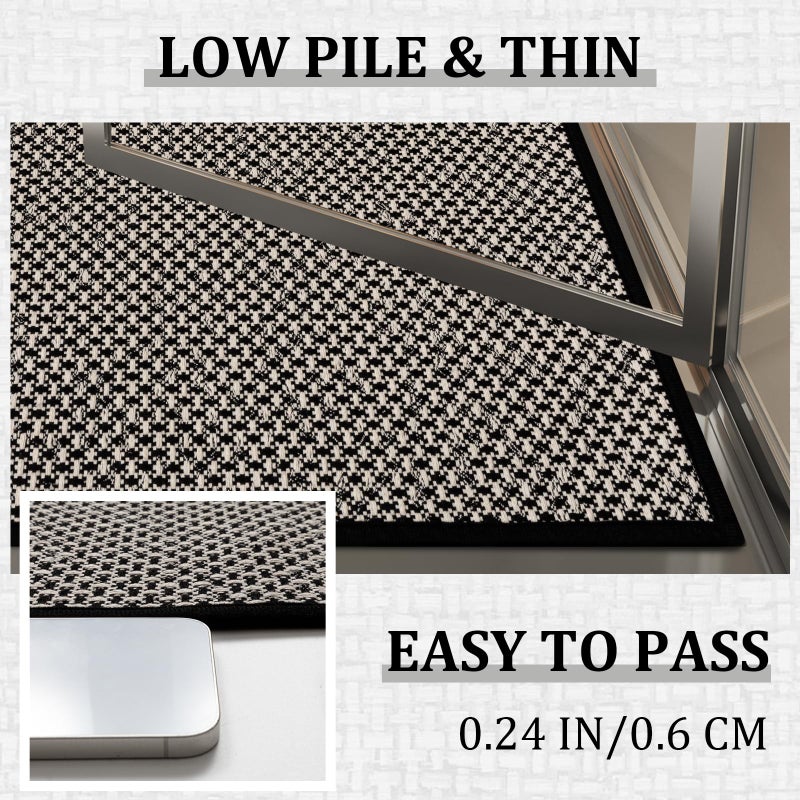 YIHOUSE Thin Bath Mat Black Bathroom Rugs Sets 3 Pieces, Non Slip Absorbent Bath Mats Quick Dry, Woven Braided Rugs Washable, Rubber Tapetes para BaÃ±o for Bathroom Toliet,Bathtub - Image 2