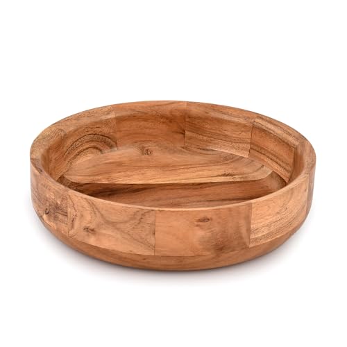 Kaizen Casa Wooden Round Shaped Serving Bowl for Fruit,Dessert Platter Tray Dish Kitchen Dining Fruit,Dessert,Snack - Image 1