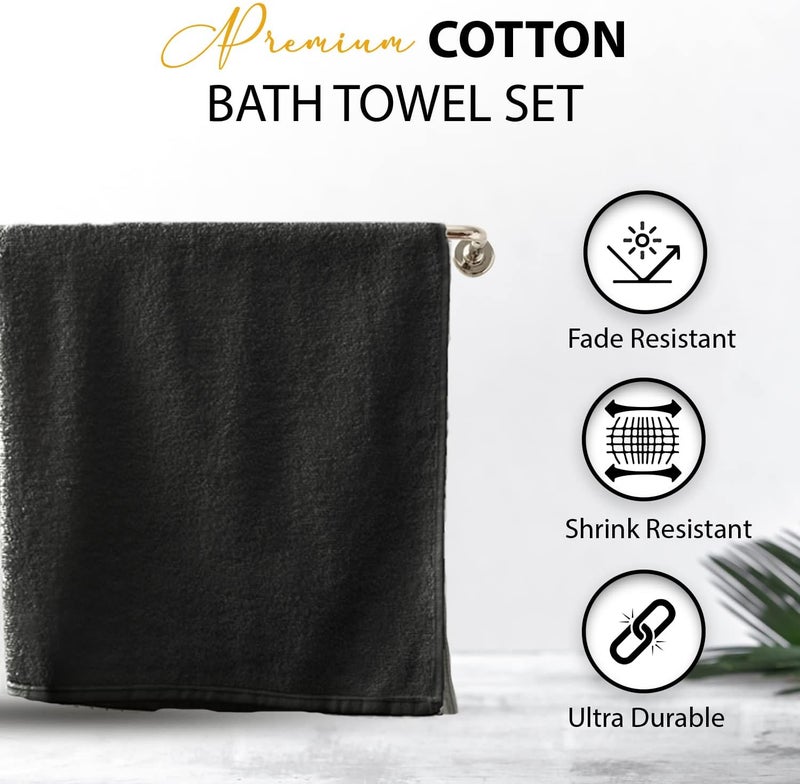 KAHAF COLLECTION 100% Cotton Bath Towels, 24x48 Pack of 6 Towels, Quick Dry, Highly Absorbent, Soft Feel Towel, Gym, Spa, Bathroom, Shower, Pool, Luxury Soft Towels (Grey, 24x48-6 Pack) - Image 4