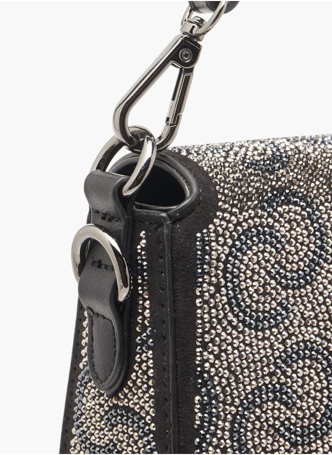 Celeste - Women Logo Embellished Crossbody Bag with Detachable Strap and Flap Closure Ramadan Collection - Image 1
