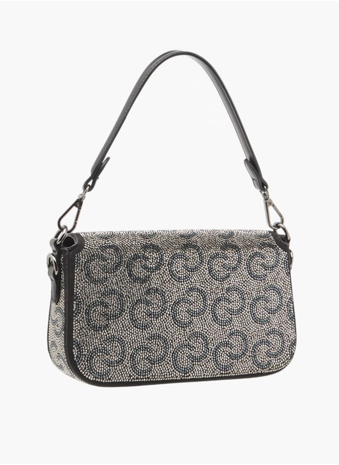 Celeste - Women Logo Embellished Crossbody Bag with Detachable Strap and Flap Closure Ramadan Collection - Image 1