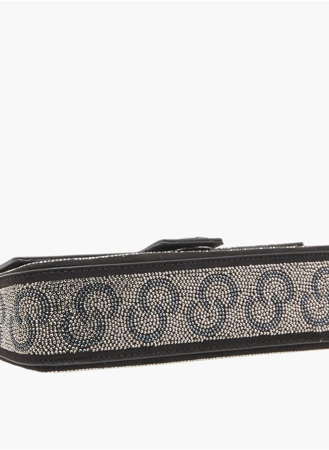 Celeste - Women Logo Embellished Crossbody Bag with Detachable Strap and Flap Closure Ramadan Collection - Image 1