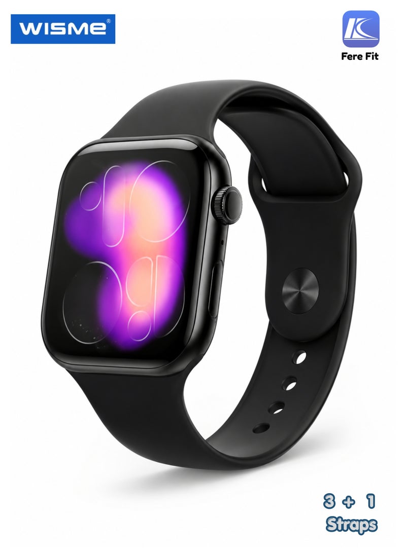 Wisme X71 Smart Watch Black with 3 Silicone Straps + Metal Strap, Bluetooth Calling, HD Touch Display, Health & Fitness Manager, Heart Rate Monitor, Blood Oxygen Monitor, Sleep Tracking, Sports Modes, Smart Notifications, Long Battery Life, Android & iPhone Compatible - Image 1
