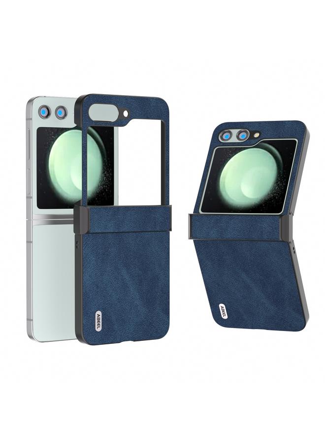 اس-توب جراب لهاتف Samsung Galaxy Z Flip5 من ABEEL، جراب هاتف من جلد البولي يوريثان ثلاثي المراحل بحافة سوداء - Image 1