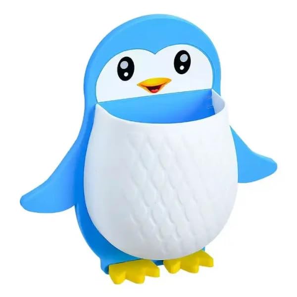 LEDHOLYT Penguin Storage Box Bedside Wall Toothbrush Holder Bedroom Phone Brackets Adhesive Wall Shelf Phone Holder Office Wall Organizer Pen Holder PPK24X9 - Image 3