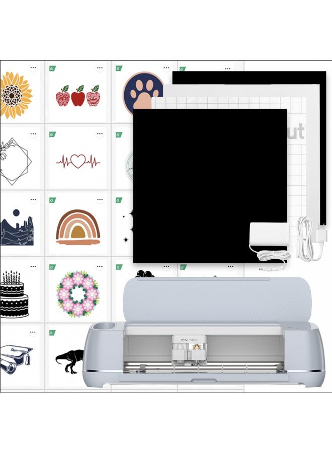 Cricut مجموعة كريكت ميكر 3 ومكتبة المحتوى الرقمي - تتضمن 30 صورة في تطبيق تصميم سبيس - آلة قطع ذكية، أسرع بمعدل 2X وقوة قطع 10X، تقطع أكثر من 300 مادة، زرقاء - Image 1