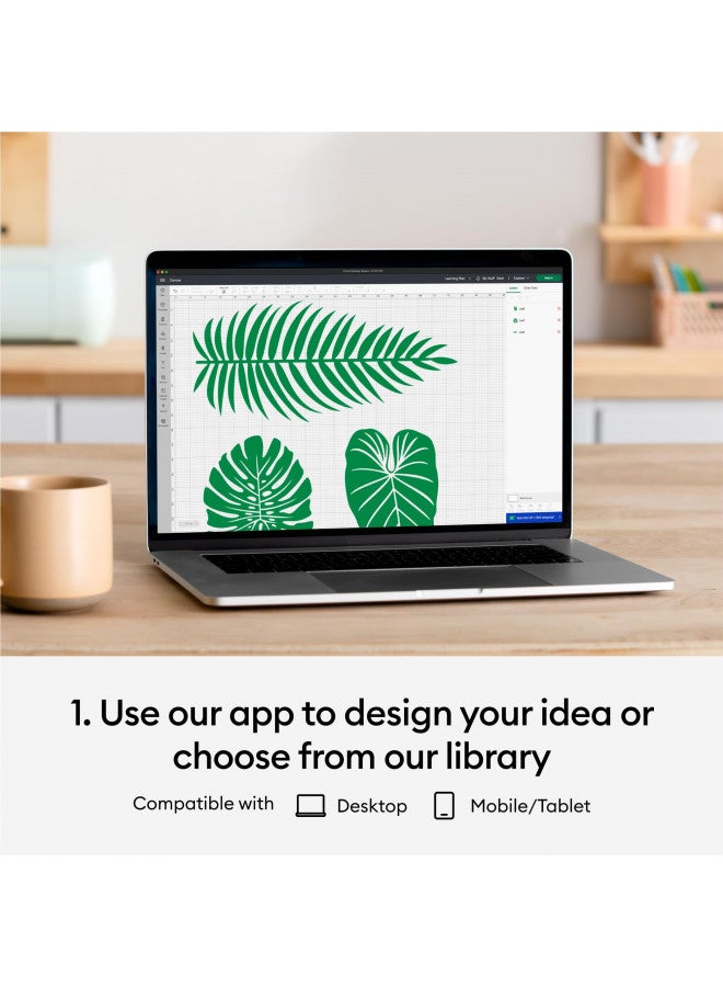 Cricut مجموعة كريكت ميكر 3 ومكتبة المحتوى الرقمي - تتضمن 30 صورة في تطبيق تصميم سبيس - آلة قطع ذكية، أسرع بمعدل 2X وقوة قطع 10X، تقطع أكثر من 300 مادة، زرقاء - Image 4