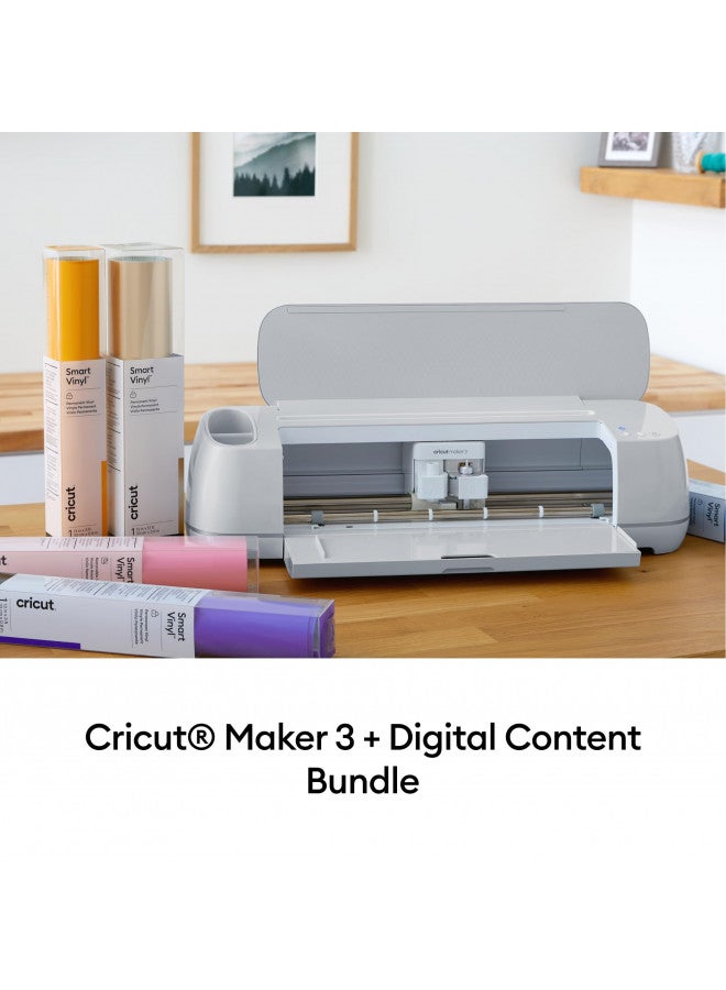 Cricut مجموعة كريكت ميكر 3 ومكتبة المحتوى الرقمي - تتضمن 30 صورة في تطبيق تصميم سبيس - آلة قطع ذكية، أسرع بمعدل 2X وقوة قطع 10X، تقطع أكثر من 300 مادة، زرقاء - Image 2