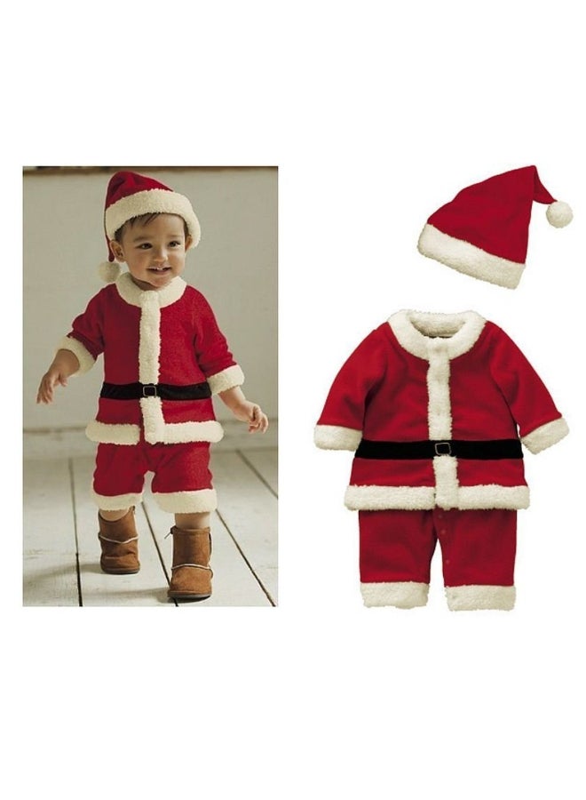 Ciao Children's Christmas Clothes (Boy) – Santa Suit with Hat for Kids, Red Velvet Christmas Outfit with Belt Trim, Size 140 cm (10–11 Years) - Image 1