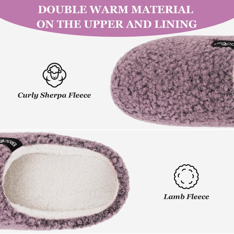 ERGOfoot Arch Support Orthopedic Slippers for Plantar Fasciitis, Sherpa Fleece Clog Style -Machine Washable Non-Slip Indoor Outdoor House Slippers for Women& Men/Pink Purple Marl W7 - Image 5