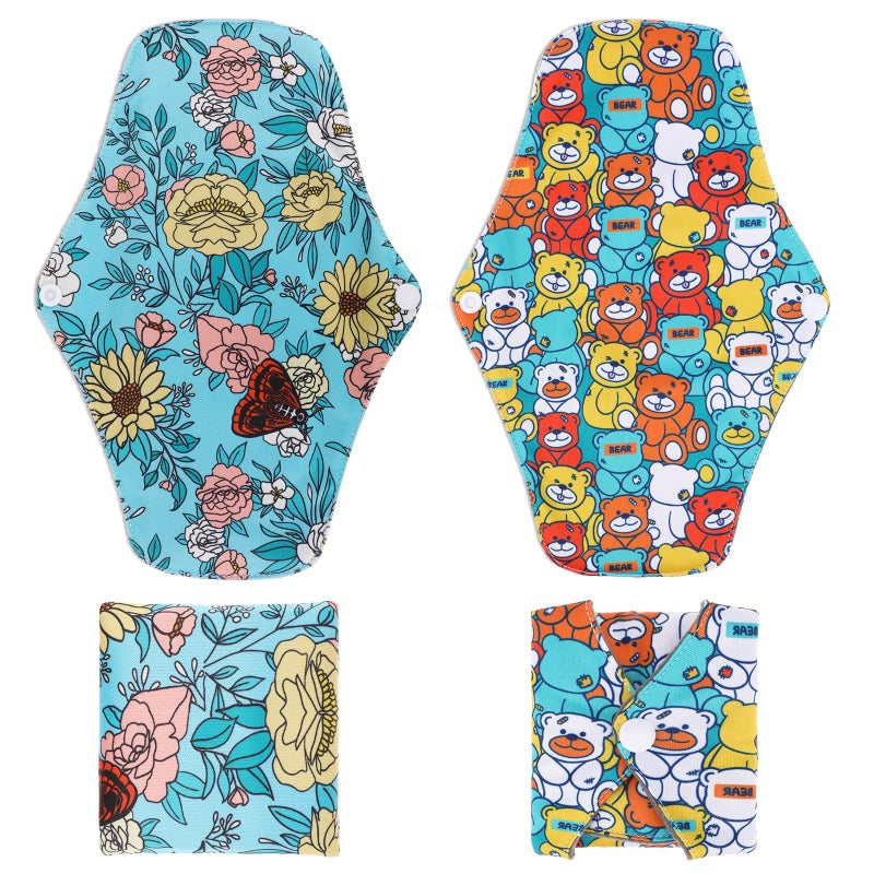 PHOGARY Reusable Menstrual Pads, Bamboo Cloth Pads for Heavy Flow with Wet Bag, Large Sanitary Pads Set with Wings for Women, Washable Overnight Cloth Panty Liners Period Pads(7 in 1, Style H) - Image 5