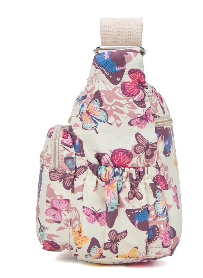 Nawoshow Nylon Floral Multi-Pocket Crossbody Purse Bags for Women Travel Shoulder Bag (T09-butterfly) - Image 3