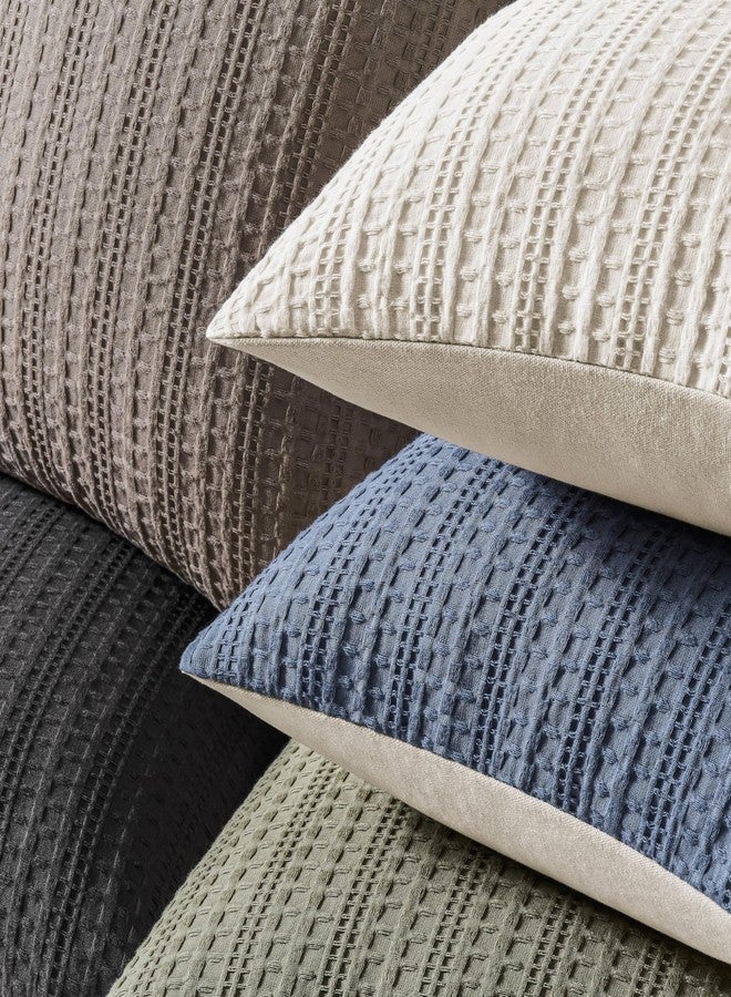 ZeeMart 100% Cotton Waffle Textured Throw Pillow Covers Set of 2, 20x20 Inch Olive, Soft Farmhouse Decorative Couch Pillow Cases Sage Green Cushion Covers for Sofa Bed Living Room Home Decor - Image 4