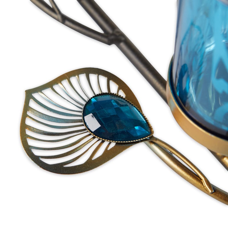 Zingz & Thingz Exotic Peacock Plume Collection Tealight & Candle Lighting, 16x4.75x4, Holder Trio - Image 2