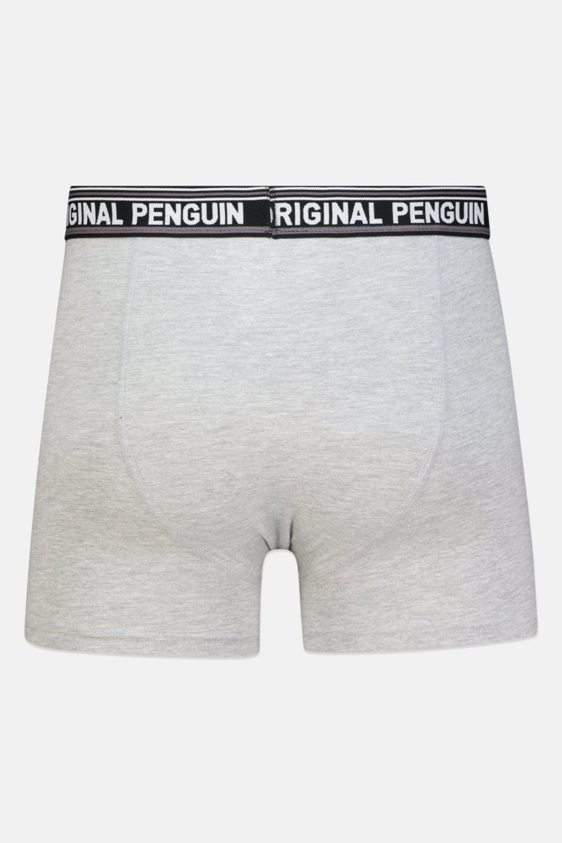 Original Penguin Men 3 Piece Brand Logo Trunks, Grey/Black - Image 3