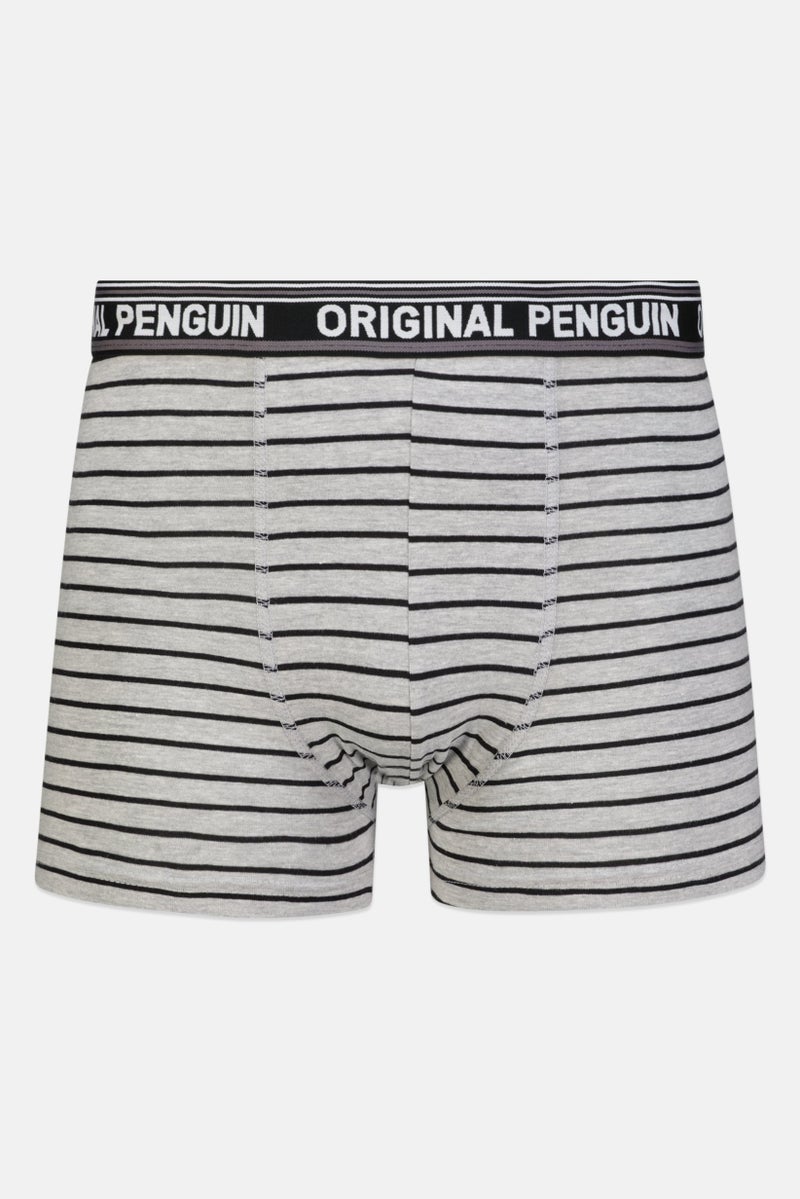 Original Penguin Men 3 Piece Brand Logo Trunks, Grey/Black - Image 5