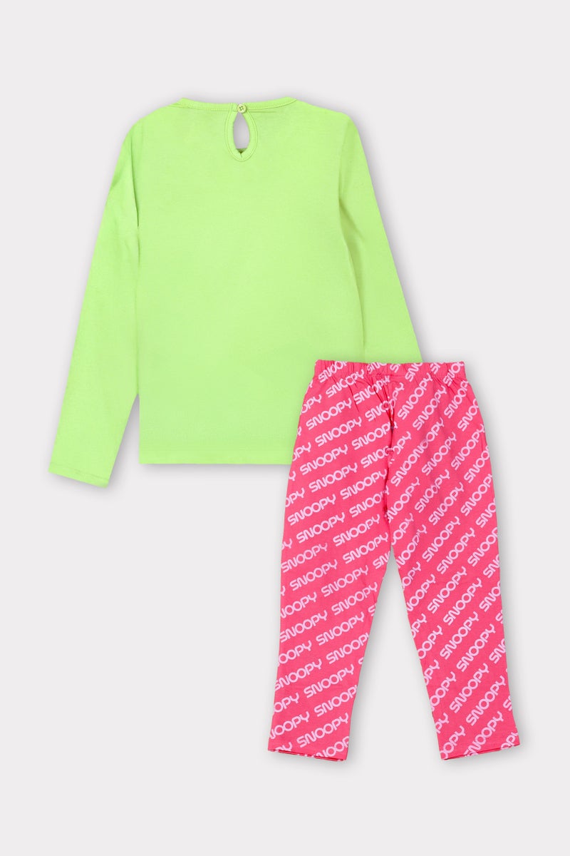 Peanuts Snoopy Loves Rainbow Girl's Full Sleeve 100% Cotton Nightwear - Image 3