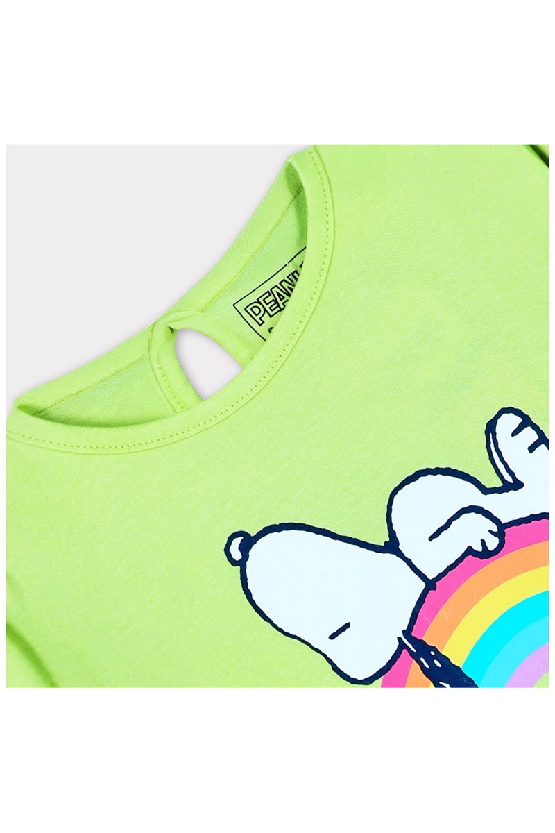Peanuts Snoopy Loves Rainbow Girl's Full Sleeve 100% Cotton Nightwear - Image 4
