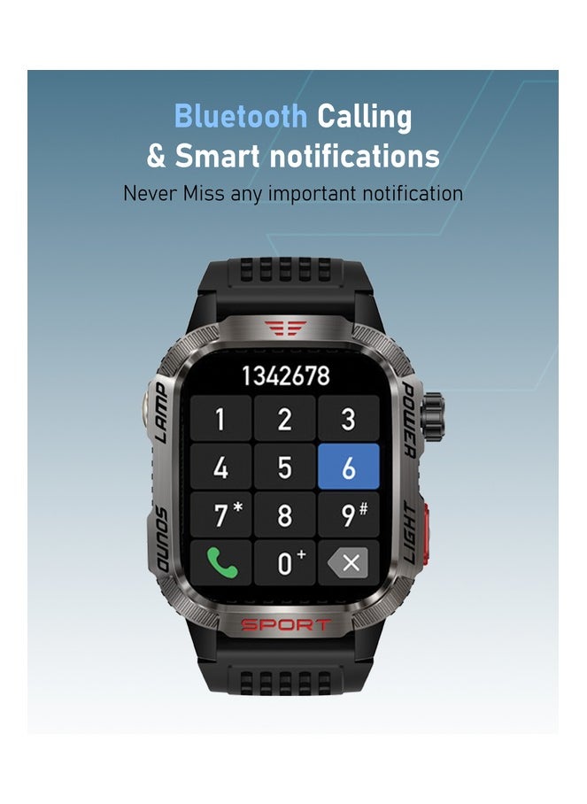 Moxedo - Moxedo Warrior Military Smart Watch with LED Flash Light 2.01 IPS HD Large Display Sport Smart Watch Bluetooth Calling, 100+ Watch Faces with Built-in Compass for Android and iOS (Black) - Image 1