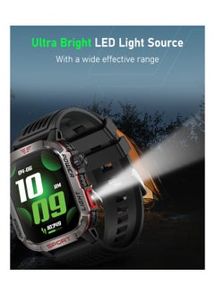 Moxedo Moxedo Warrior Military Smart Watch with LED Flash Light 2.01 IPS HD Large Display Sport Smart Watch Bluetooth Calling, 100+ Watch Faces with Built-in Compass for Android and iOS (Black)  - Image 5