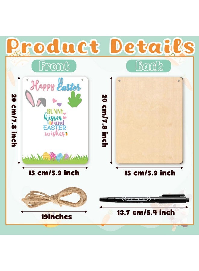 R HORSE Baby’s First Easter DIY Footprint Wooden Hanging Sign with Marker Pen, 3D Bunny Carrot Footprint Art Craft DIY Kit, Newborn Keepsake Gift Milestone Photo Props Nursery Decor - Image 2