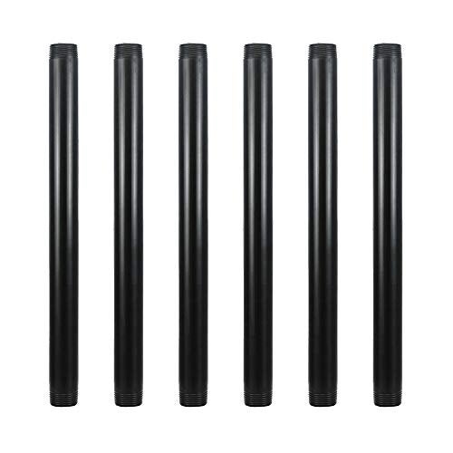 GeilSpace 6 Pack 3/4" × 12" Pre-Cut Black Metal Pipe, Industrial Steel Fits Standard Three Quarters Inch Black Threaded Pipes and Fittings - Vintage DIY Industrial Shelving (3/4" × 12") - Image 1