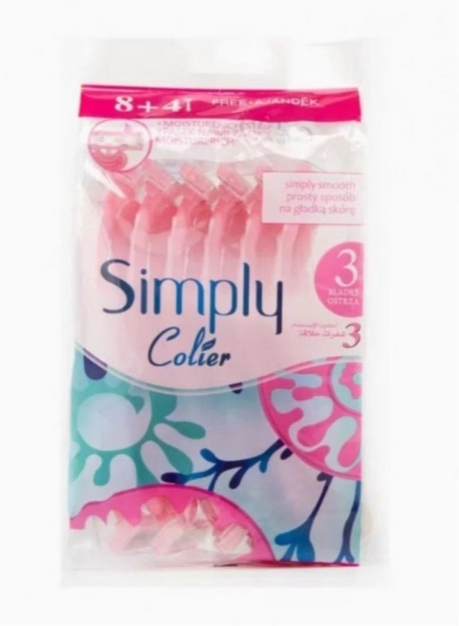 8+4-Piece Simply Razor Set Pink