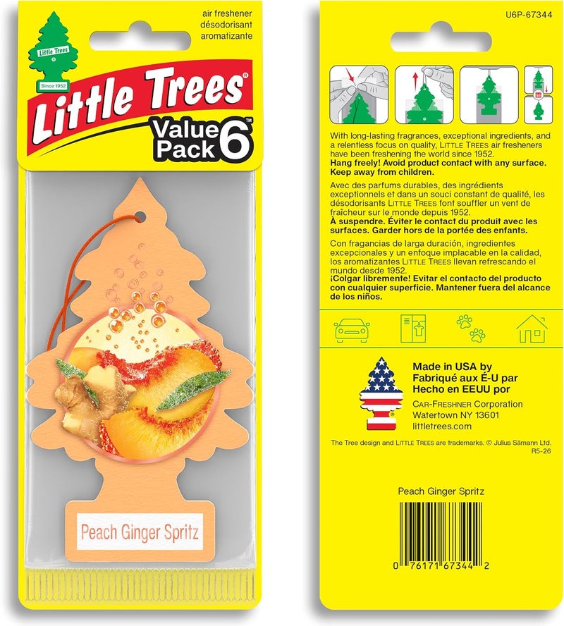 Little Trees Car Air Freshener | Hanging Tree Provides Long Lasting Scent for Auto or Home | Peach Ginger Spritz, 24 Air Fresheners - Image 2