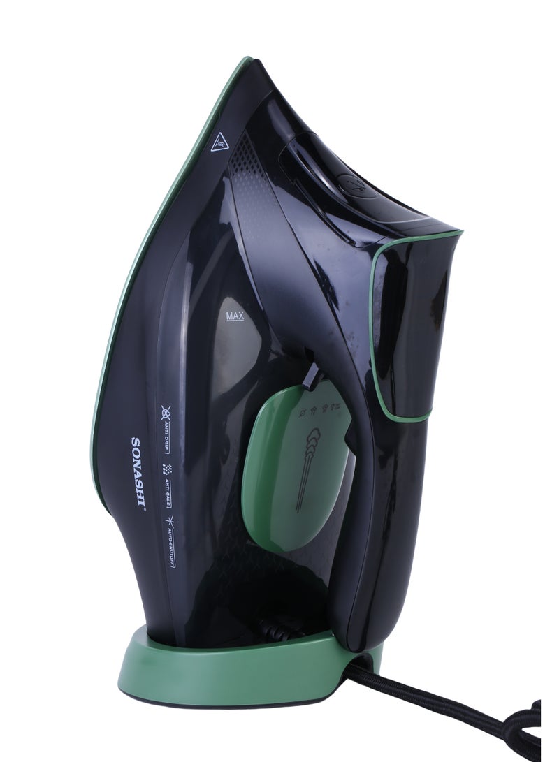 SONASHI Steam Iron with Ceramic Coated Soleplate | LED Display with Touch Control | Steam/Burst Steam/Spray/Dry Iron with Self-Clean Function | Anti-Drip/Anti-Calc/Auto Shut-Off with Water Tank 350 ml 3000 W SI-5088C Black/Green - Image 3