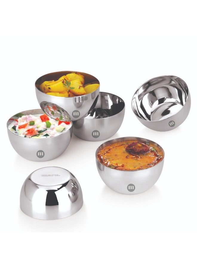 MARU طقم أطباق مارُو من الفولاذ المقاوم للصدأ 6 قطع، صغيرة 220 مل كاتوري فاتي للمطبخ، مناسبة للوجبات الخفيفة، الآيس كريم، الكاري، السلطة، الحلوى - Image 1