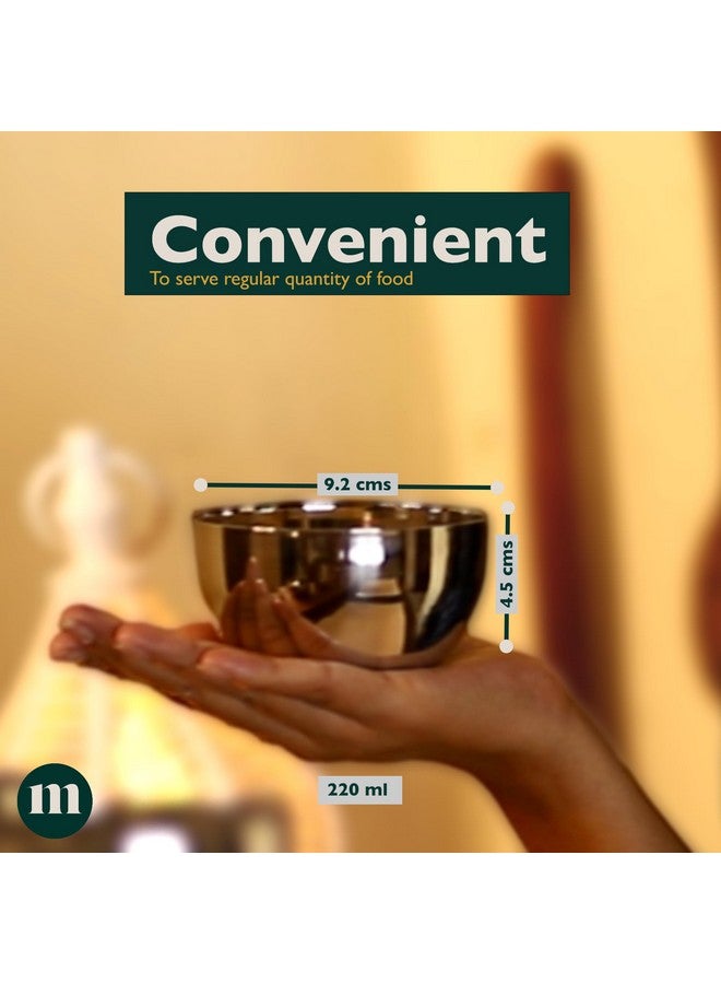 MARU طقم أطباق مارُو من الفولاذ المقاوم للصدأ 6 قطع، صغيرة 220 مل كاتوري فاتي للمطبخ، مناسبة للوجبات الخفيفة، الآيس كريم، الكاري، السلطة، الحلوى - Image 2