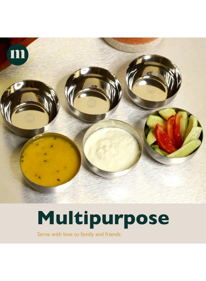 MARU طقم أطباق مارُو من الفولاذ المقاوم للصدأ 6 قطع، صغيرة 220 مل كاتوري فاتي للمطبخ، مناسبة للوجبات الخفيفة، الآيس كريم، الكاري، السلطة، الحلوى - Image 4