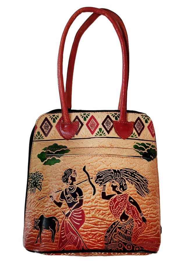 CLASSIQUE Shantiniketan Pure Leather Traditional Printed Handbag Shoulder For Women Man And Lady Farming Printed - Image 1