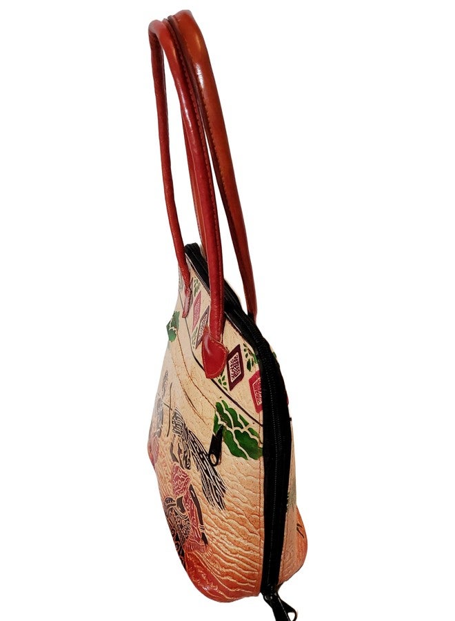 CLASSIQUE Shantiniketan Pure Leather Traditional Printed Handbag Shoulder For Women Man And Lady Farming Printed - Image 4