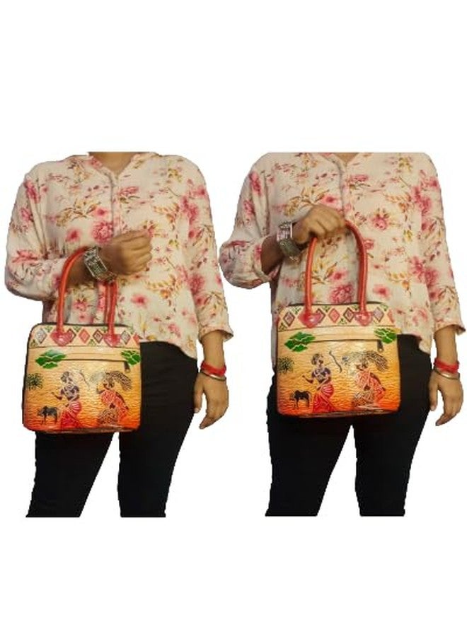 CLASSIQUE Shantiniketan Pure Leather Traditional Printed Handbag Shoulder For Women Man And Lady Farming Printed - Image 2