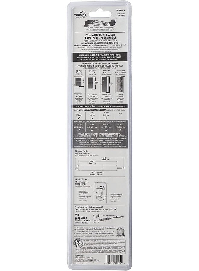Wright Products V150WH Heavy Duty Pneumatic Screen and Storm Door Closer White - Image 3