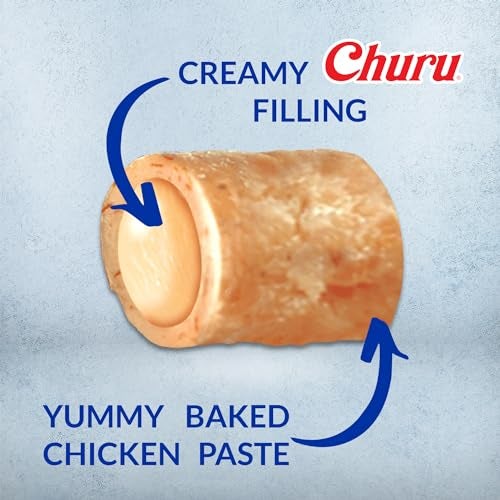 INABA Churu Bites for Cats, Soft/Chewy Baked Chicken Wrapped Churu Filled Cat Treats with Vitamin E, 0.35 Ounces per Tube, 18 Tubes Total (3 Tubes per Pack), Tuna with Salmon Recipe - Image 4