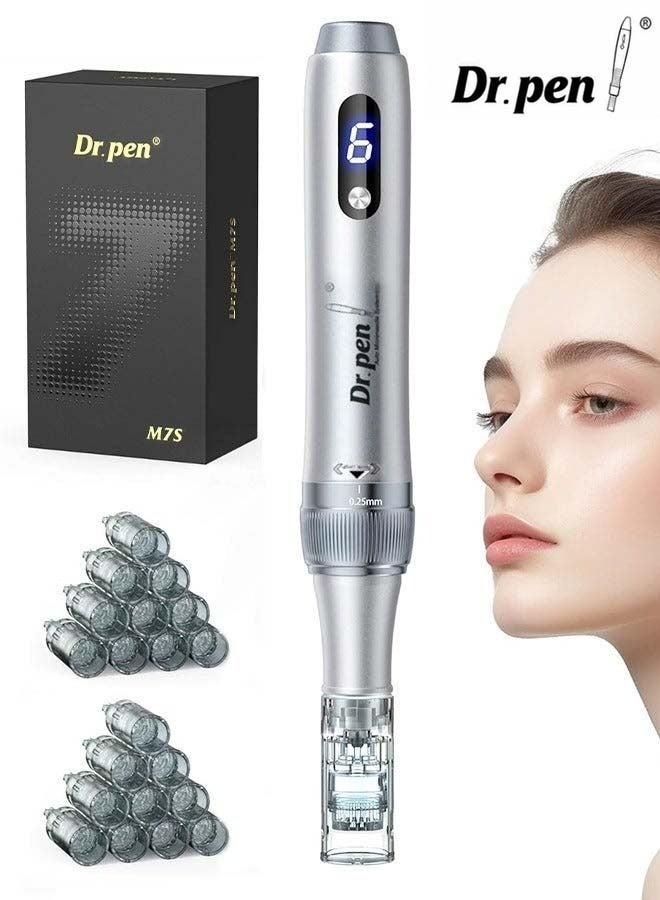 Dr.Pen M7S Microneedle Roller Set – Home Treatment for Acne Scars and Hair Growth | 10 pcs 36-pin Needles + 10 pcs 16-pin Needles, Compatible with M8 Needles - Image 1