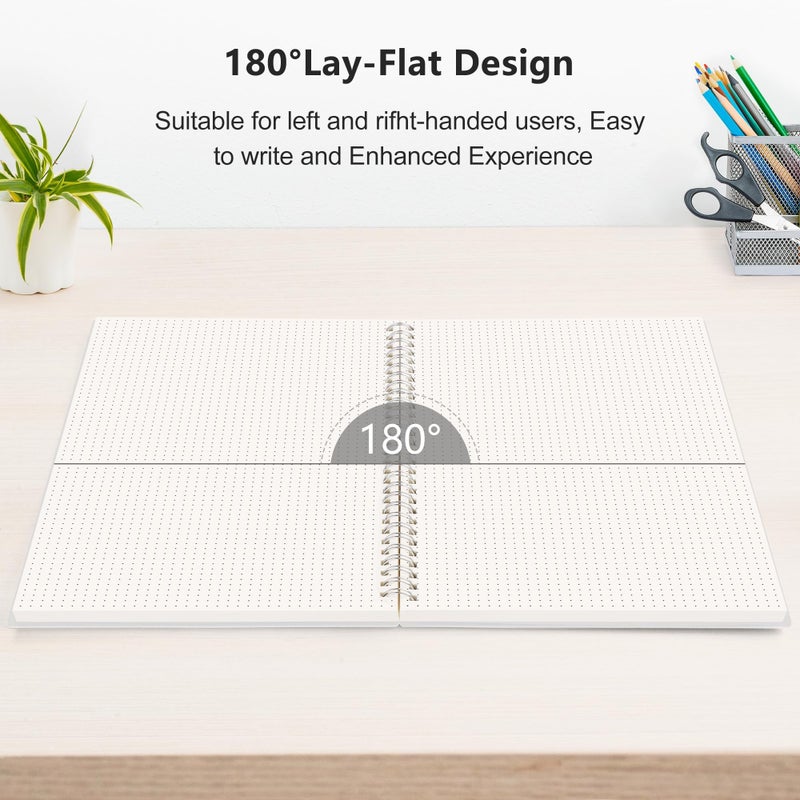 RETTACY Dotted Journal Notebook, 2-Pack, 160 Pages per Pack, B5 Medium Size (7.6'' Ã— 10''), 100 GSM Thick Paper, Spiral-bound, Flexible Plastic Cover, for Bullet Journaling, Planning, Tracking - Image 4