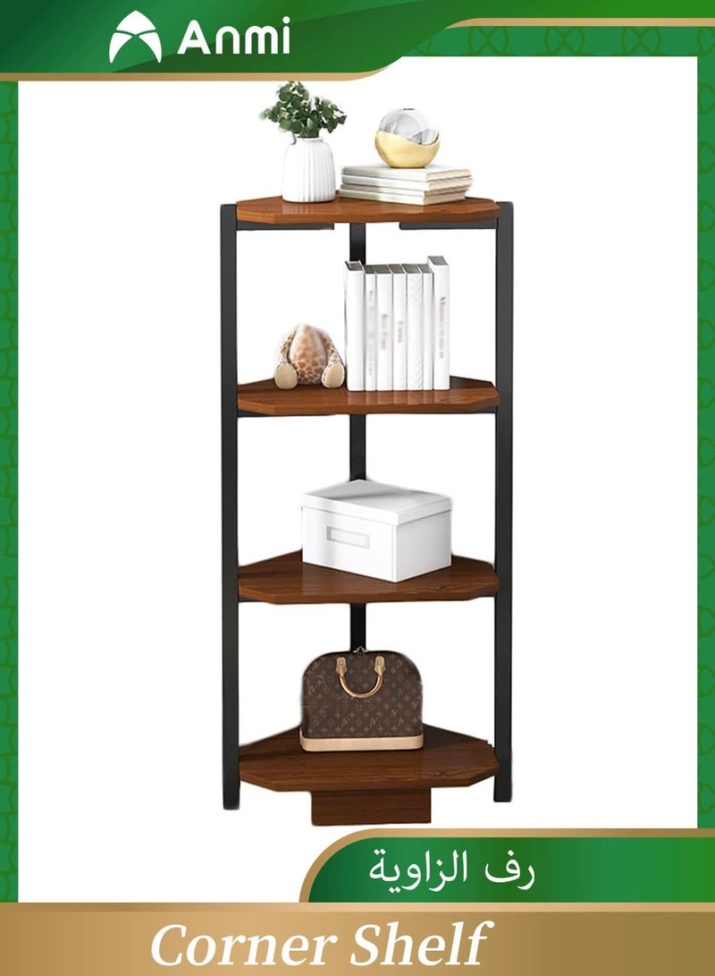 Anmi 4 Tier Corner Shelf, Space-Saving Corner Bookshelf Storage Rack, Corner Bookcase Small Bookcase for Study Room, Living Room, Office - Image 1